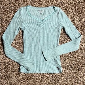 Abercrombie & Fitch Women's Aqua Ribbed Blouse